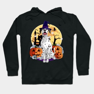 Dalmatian Scary Dog Halloween Witch Pumpkin Hoodie